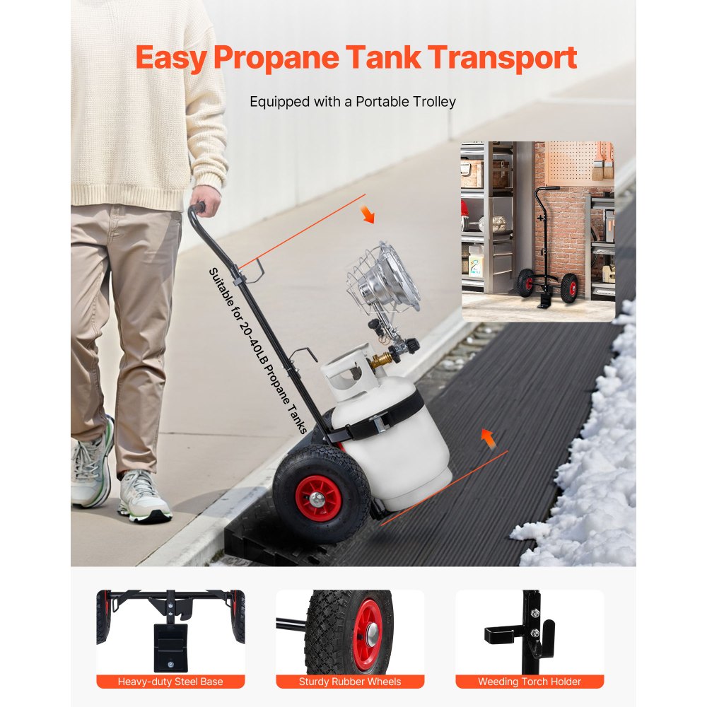 VEVOR Propane Tank Top Heater with Portable Trolley 15000 BTU Infrared Single Burner