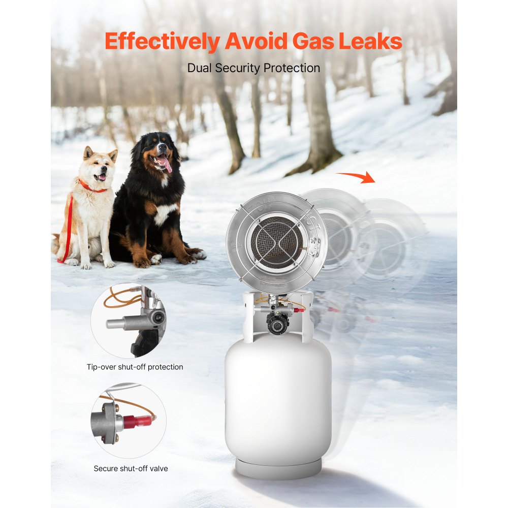VEVOR Propane Tank Top Heater with Portable Trolley 15000 BTU Infrared Single Burner
