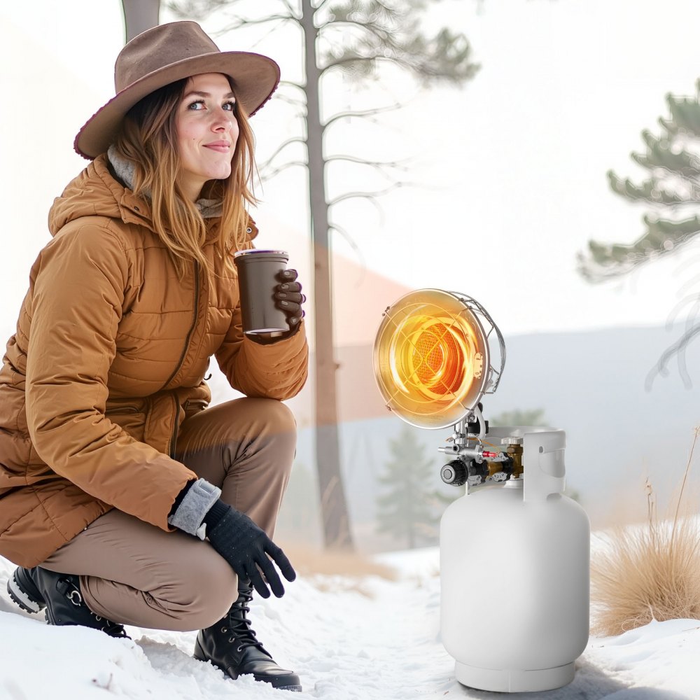 VEVOR Propane Tank Top Heater with Portable Trolley 15000 BTU Infrared Single Burner