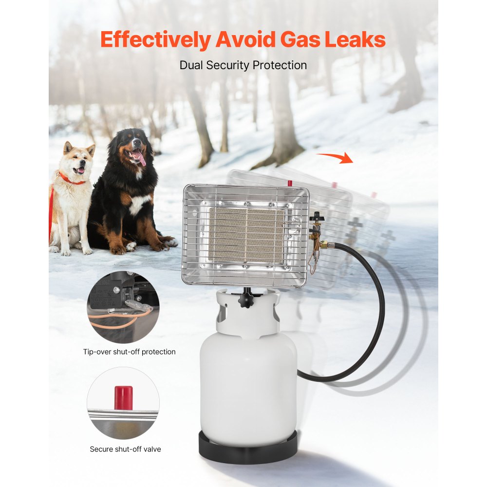 VEVOR Propane Tank Top Heater 13000 BTU Rapid Heating Infrared Single Burner Square