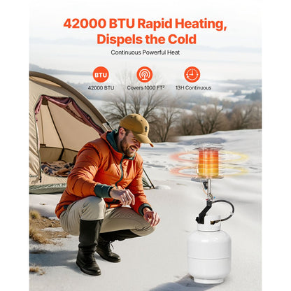 VEVOR Propane Tank Top Heater 42000 BTU Infrared Radiant Single Burner for Outdoors