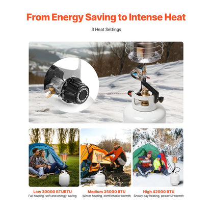 VEVOR Propane Tank Top Heater 42000 BTU Infrared Radiant Single Burner for Outdoors