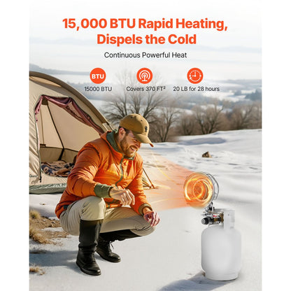 VEVOR Propane Tank Top Heater 15000 BTU Infrared Radiant Single Burner Round Outdoor