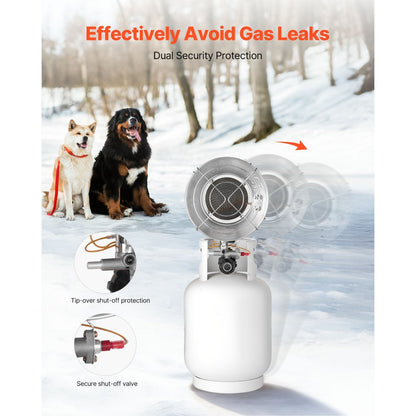 VEVOR Propane Tank Top Heater 15000 BTU Infrared Radiant Single Burner Round Outdoor