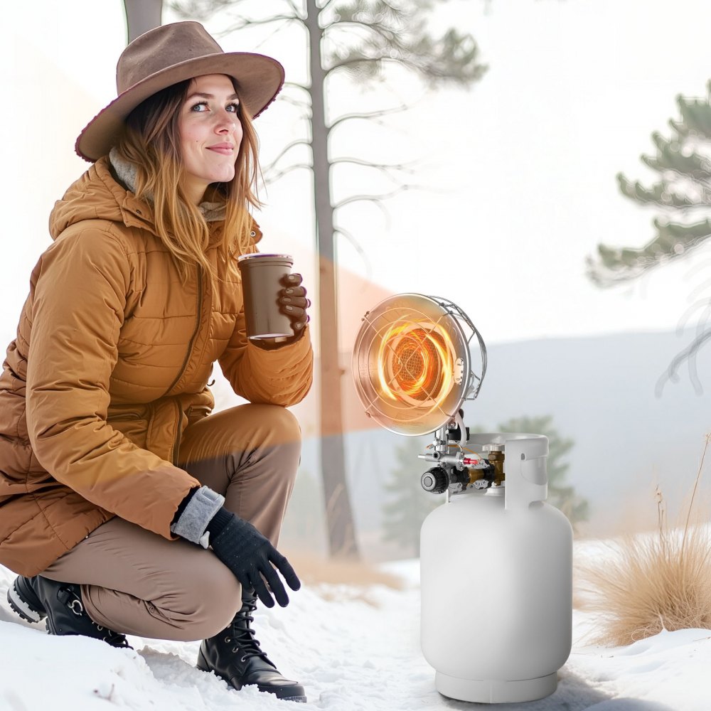 VEVOR Propane Tank Top Heater 15000 BTU Infrared Radiant Single Burner Round Outdoor