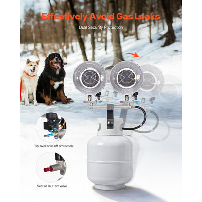 Propane Tank Top Heater 30000 BTU Infrared Radiant Single Burner 3 Heat Settings