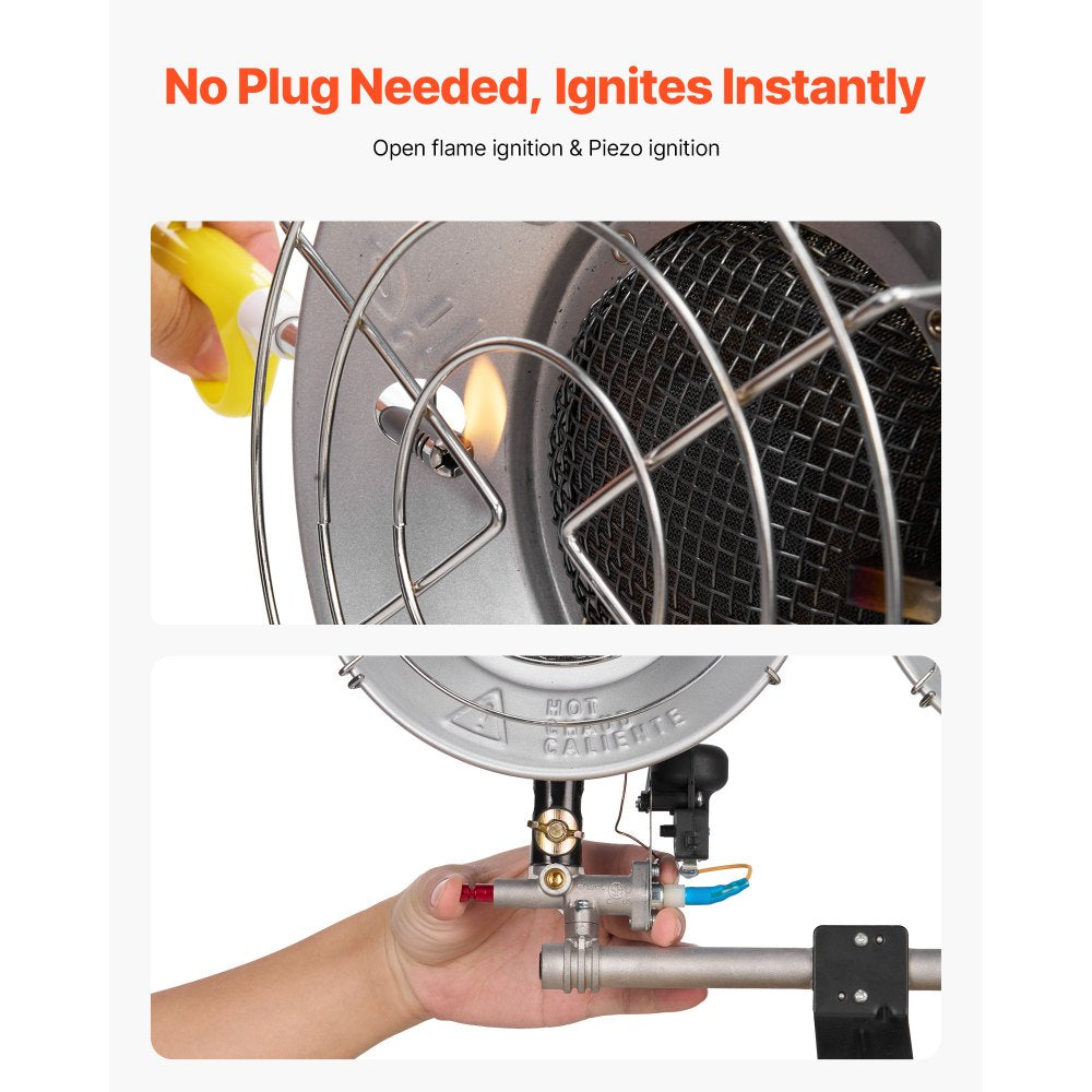 Propane Tank Top Heater 30000 BTU Infrared Radiant Single Burner 3 Heat Settings