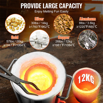 12KG Propane Smelting Furnace Kit with Double Burners for Metal Casting