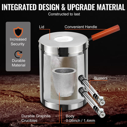 12KG Propane Smelting Furnace Kit with Double Burners for Metal Casting
