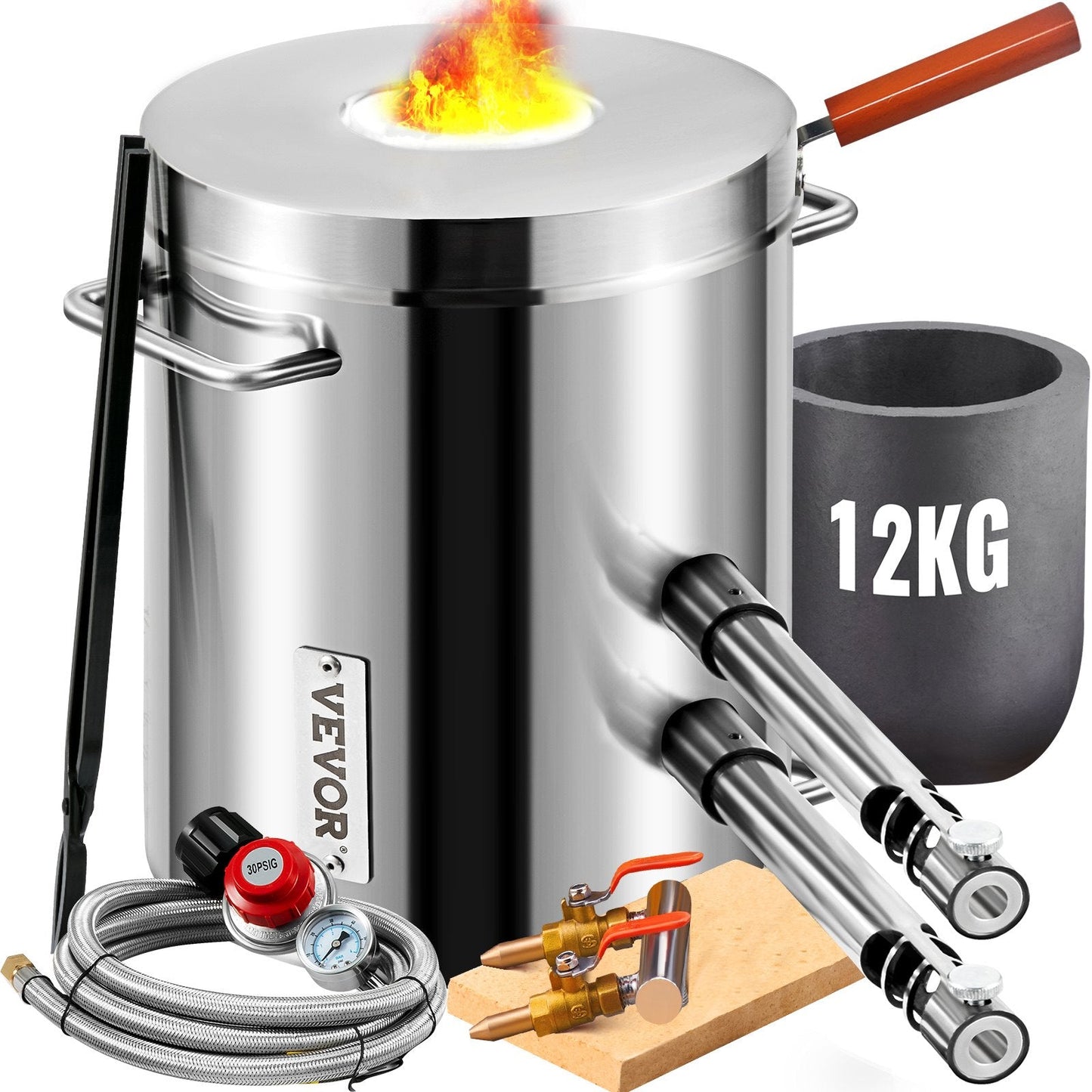 12KG Propane Smelting Furnace Kit with Double Burners for Metal Casting