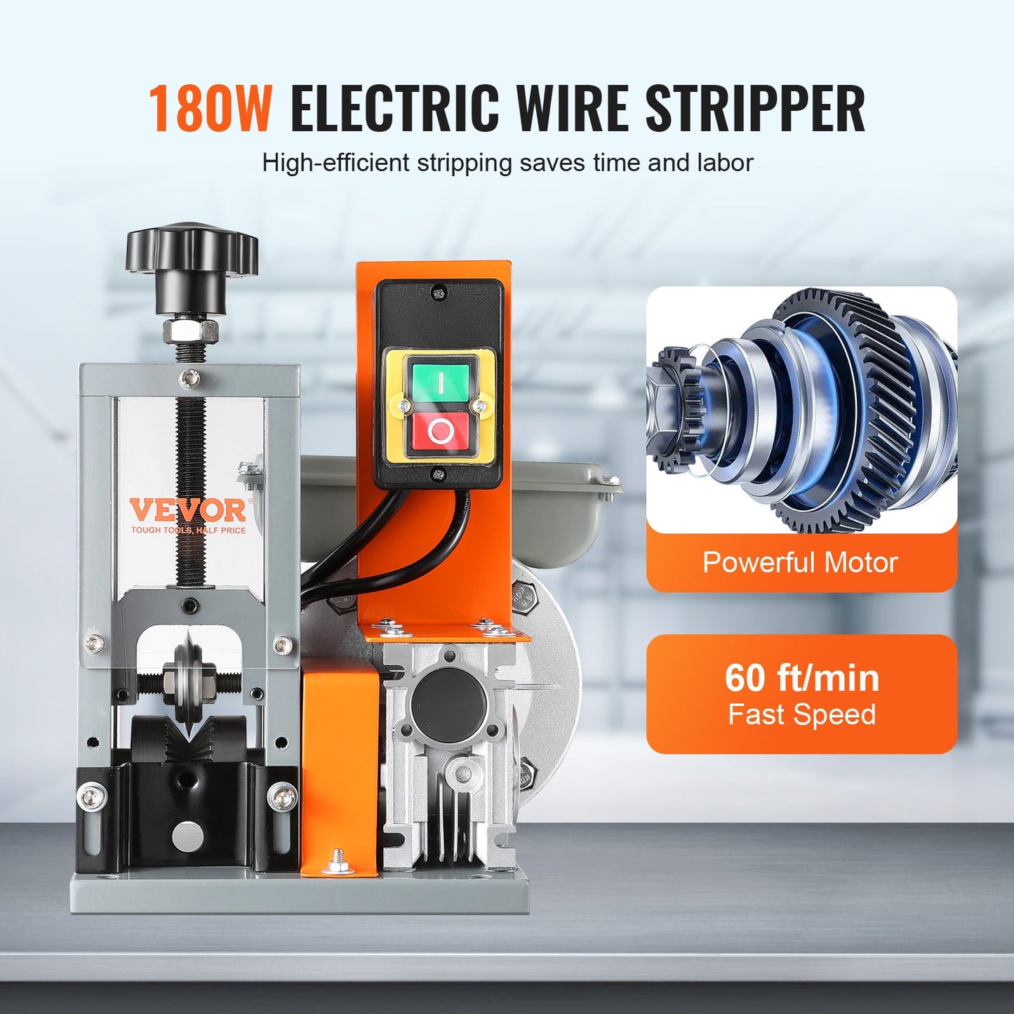 VEVOR Automatic Wire Stripping Machine, 0.06''-0.98'' Electric Motorized Cable Stripper,