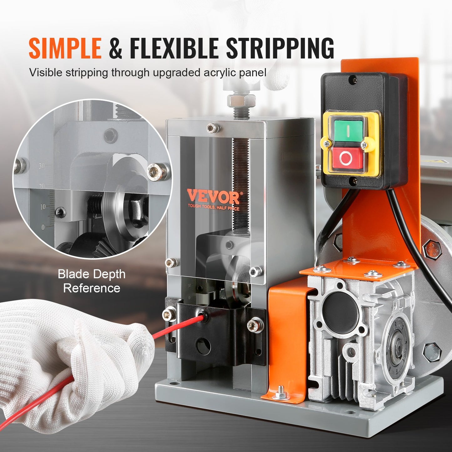 VEVOR Automatic Wire Stripping Machine, 0.06''-0.98'' Electric Motorized Cable Stripper,