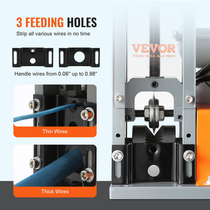 VEVOR Automatic Wire Stripping Machine, 0.06''-0.98'' Electric Motorized Cable Stripper,