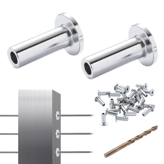 VEVOR 81 Pack T316 Stainless Steel Protector Sleeves for 3.2mm Wire Rope Cable Railing,