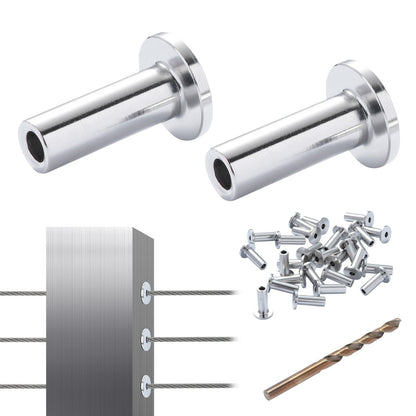 81-Pack T316 Stainless Steel Sleeves for 3.2mm Cable Railing with Drill Bit