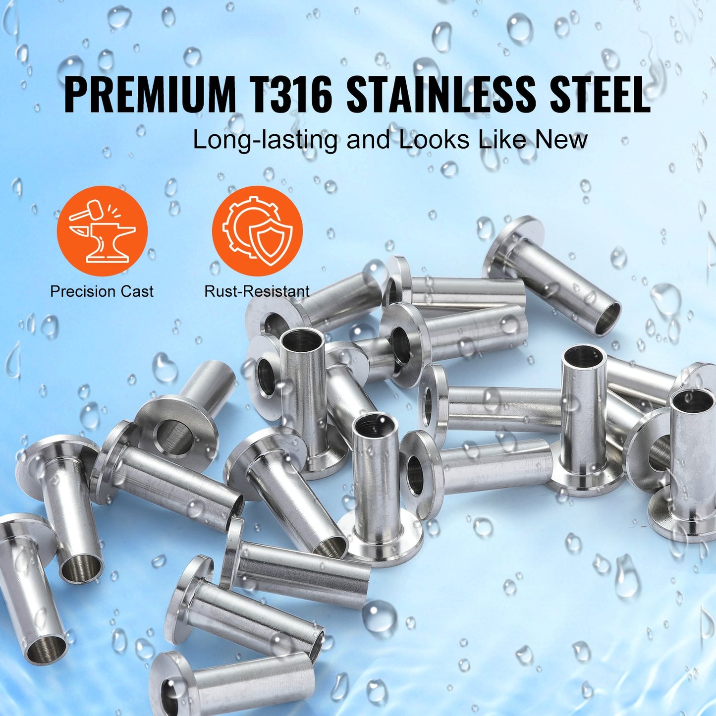 VEVOR 121 Pack T316 Stainless Steel Protector Sleeves for 4mm 4.8mm Wire Rope Cable