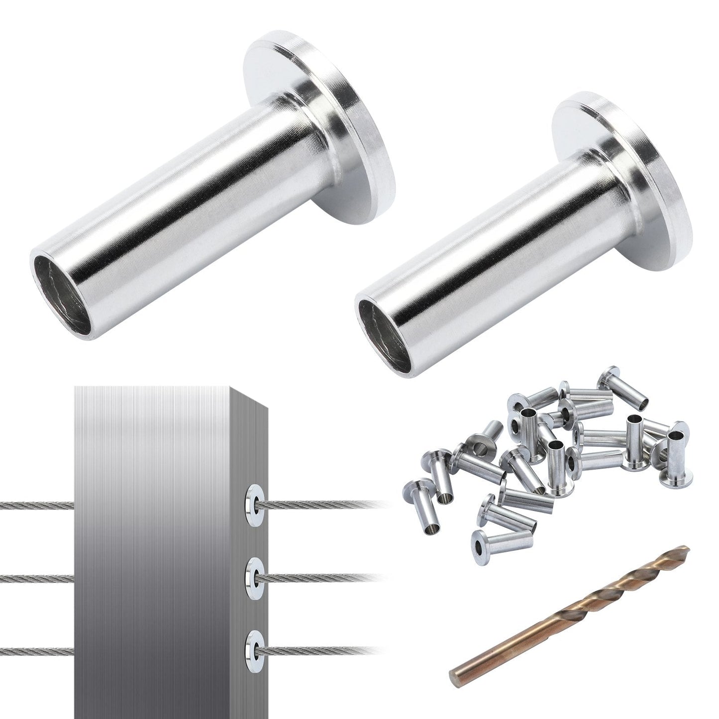 Stainless Steel Protector Sleeves for 4mm & 4.8mm Cable Railings, 121 Pack