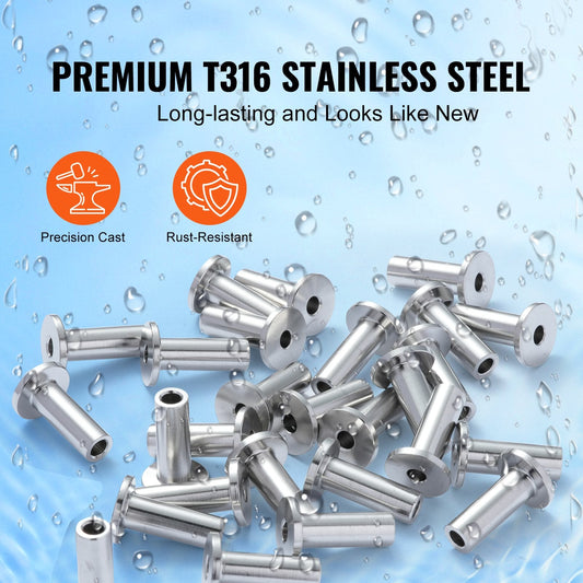 121 Pack Marine Grade Stainless Steel Protector Sleeves for 3.2mm Cable Railing