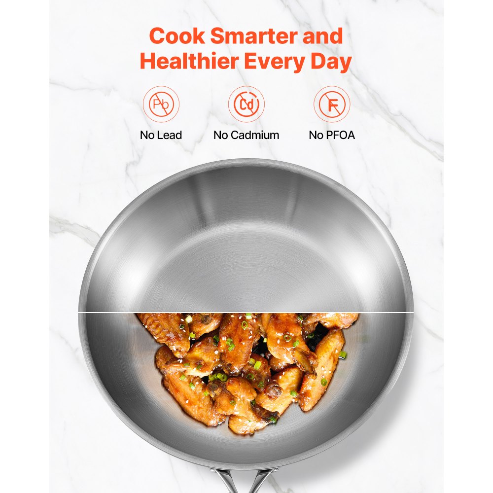 Triply Stainless Steel Frying Pan 3Pcs 240 280 320mm for Dishwasher Silver