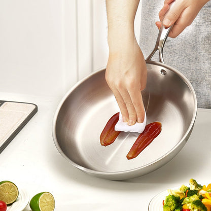 Triply Stainless Steel Frying Pan 3Pcs 240 280 320mm for Dishwasher Silver