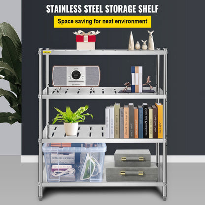 Heavy Duty 4-Tier Stainless Steel Garage Shelf, 120x45x155 cm, Adjustable Height