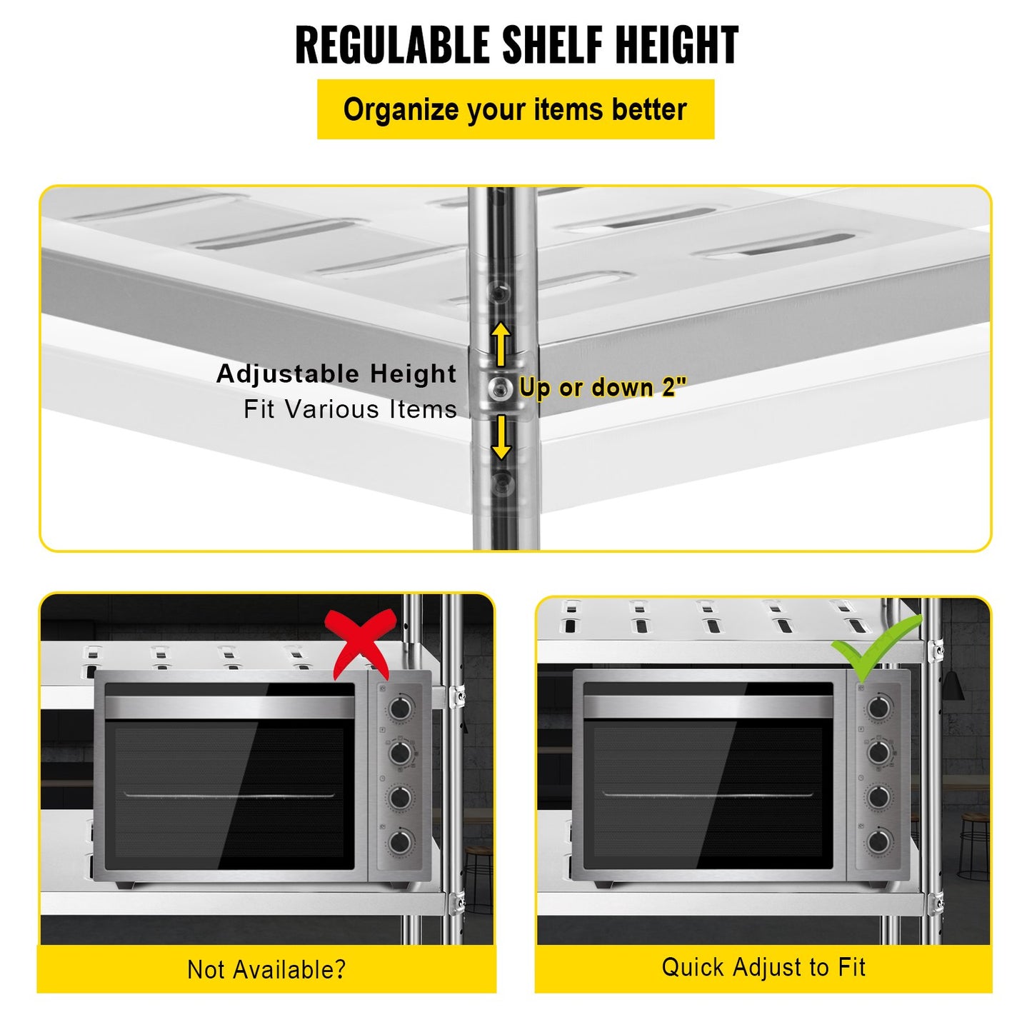 VEVOR Garage Shelf Heavy Duty Shelving 4-Tier 120x45x155 cm Stainless Steel