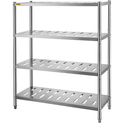 Heavy Duty 4-Tier Stainless Steel Garage Shelf, 120x45x155 cm, Adjustable Height