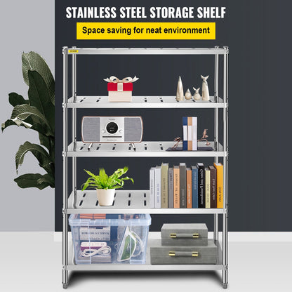 Heavy Duty 5-Tier Stainless Steel Garage Shelf, 120 x 45 x 180 cm, Adjustable