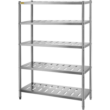 Heavy Duty 5-Tier Stainless Steel Garage Shelf, 120 x 45 x 180 cm, Adjustable