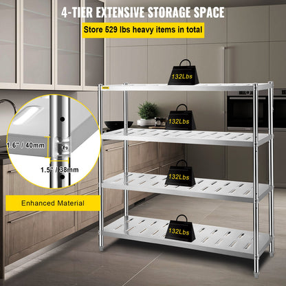 VEVOR Garage Shelf Heavy Duty Shelving 4-Tier 150x45x155cm Stainless Steel