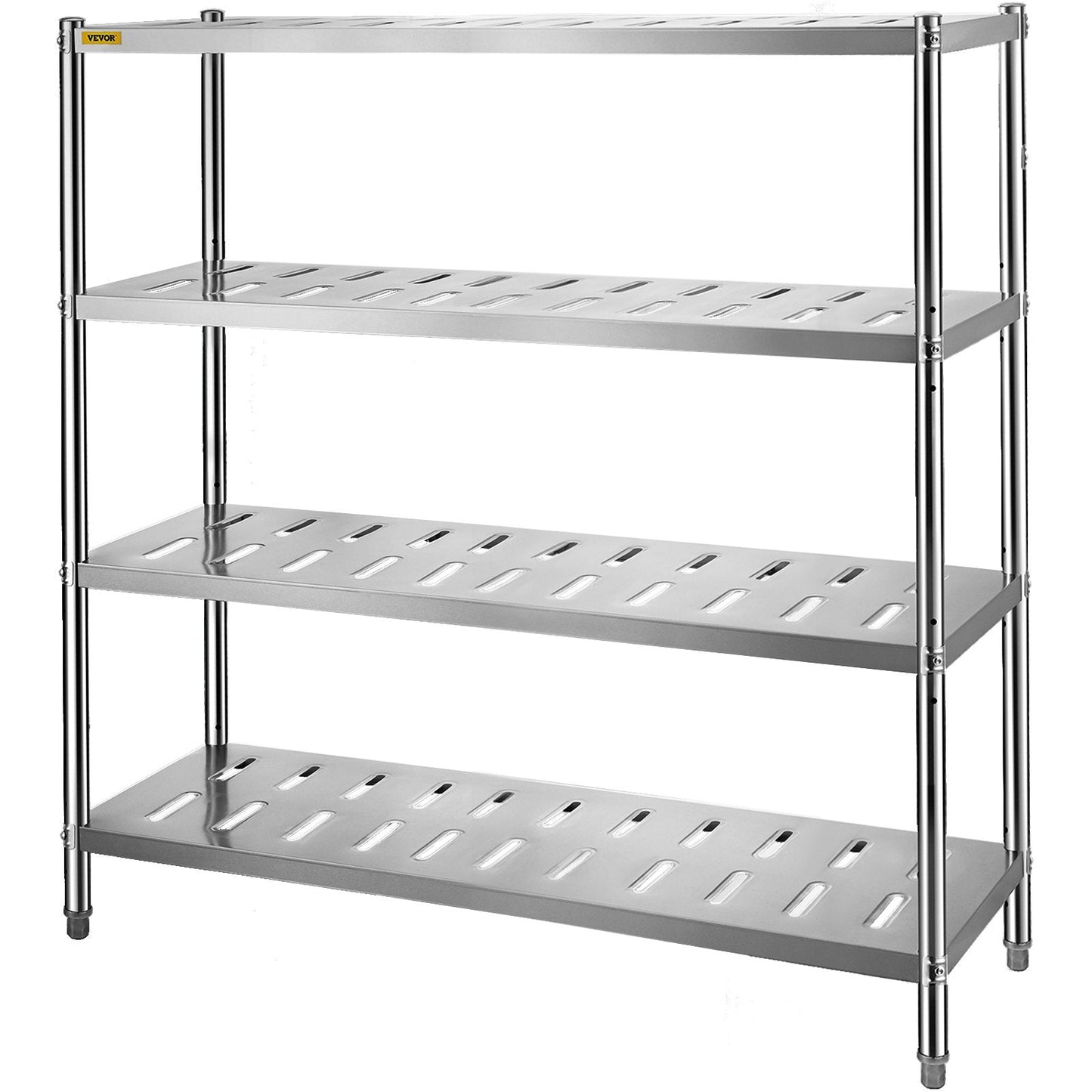 4-Tier Heavy Duty Stainless Steel Garage Shelf, 150x45x155cm, 60kg Capacity
