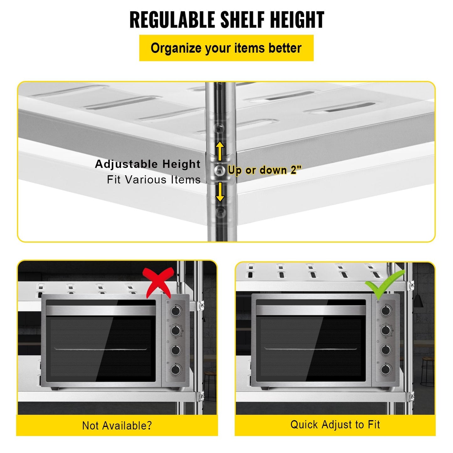 5-Tier Stainless Steel Garage Shelf, 150x45x180 cm, 300 kg Capacity, Adjustable