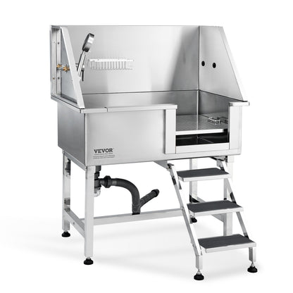VEVOR 38Inch 96.5CM Pet Dog Bathing Station w/Ramp, Professional Stainless Steel