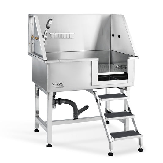 VEVOR 38Inch 96.5CM Pet Dog Bathing Station w/Ramp, Professional Stainless Steel
