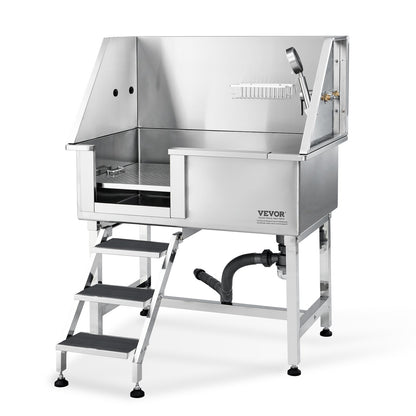 VEVOR 38Inch  96.5CM Pet Dog Bathing Station w/Ramp, Professional Stainless Steel