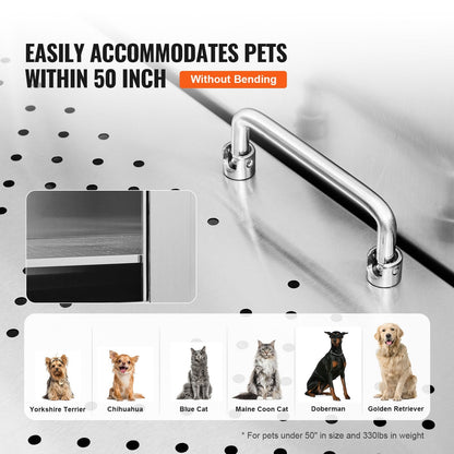 Professional 127cm Stainless Steel Dog Grooming Tub with Stairs and Accessories