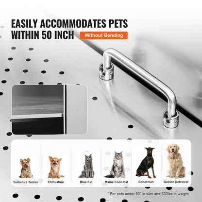 VEVOR 50Inch 127CM Pet Dog Bathing Station w/Stairs, Professional Stainless Steel