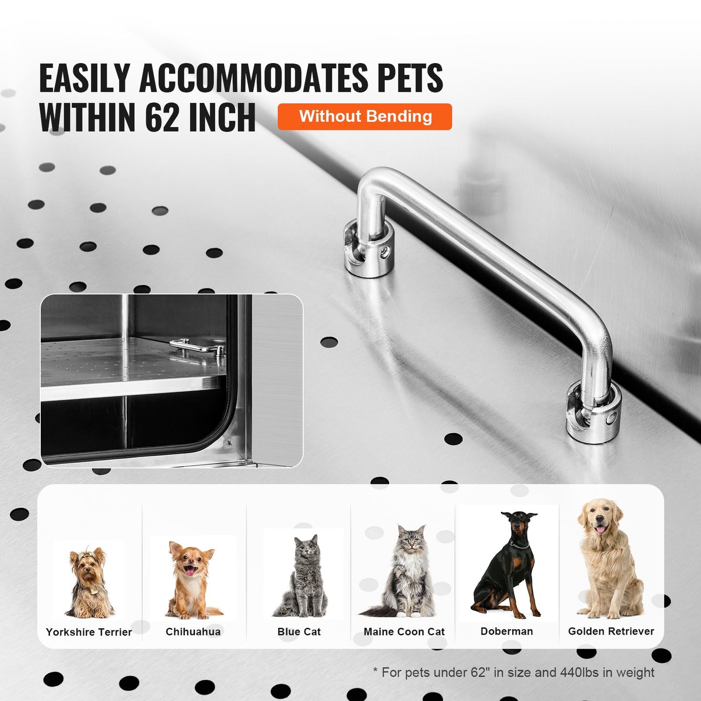 VEVOR 62Inch 157CM Pet Dog Bathing Station w/Stairs, Professional Stainless Steel