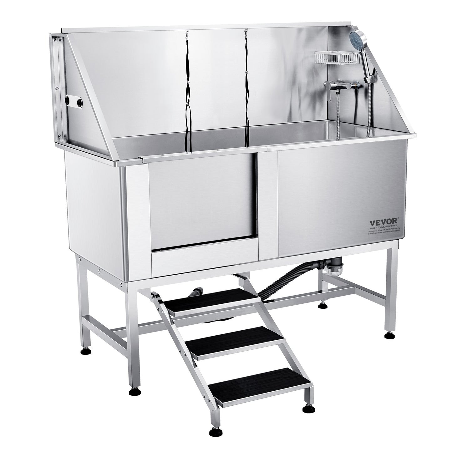 VEVOR 62Inch 157CM Pet Dog Bathing Station w/Stairs, Professional Stainless Steel