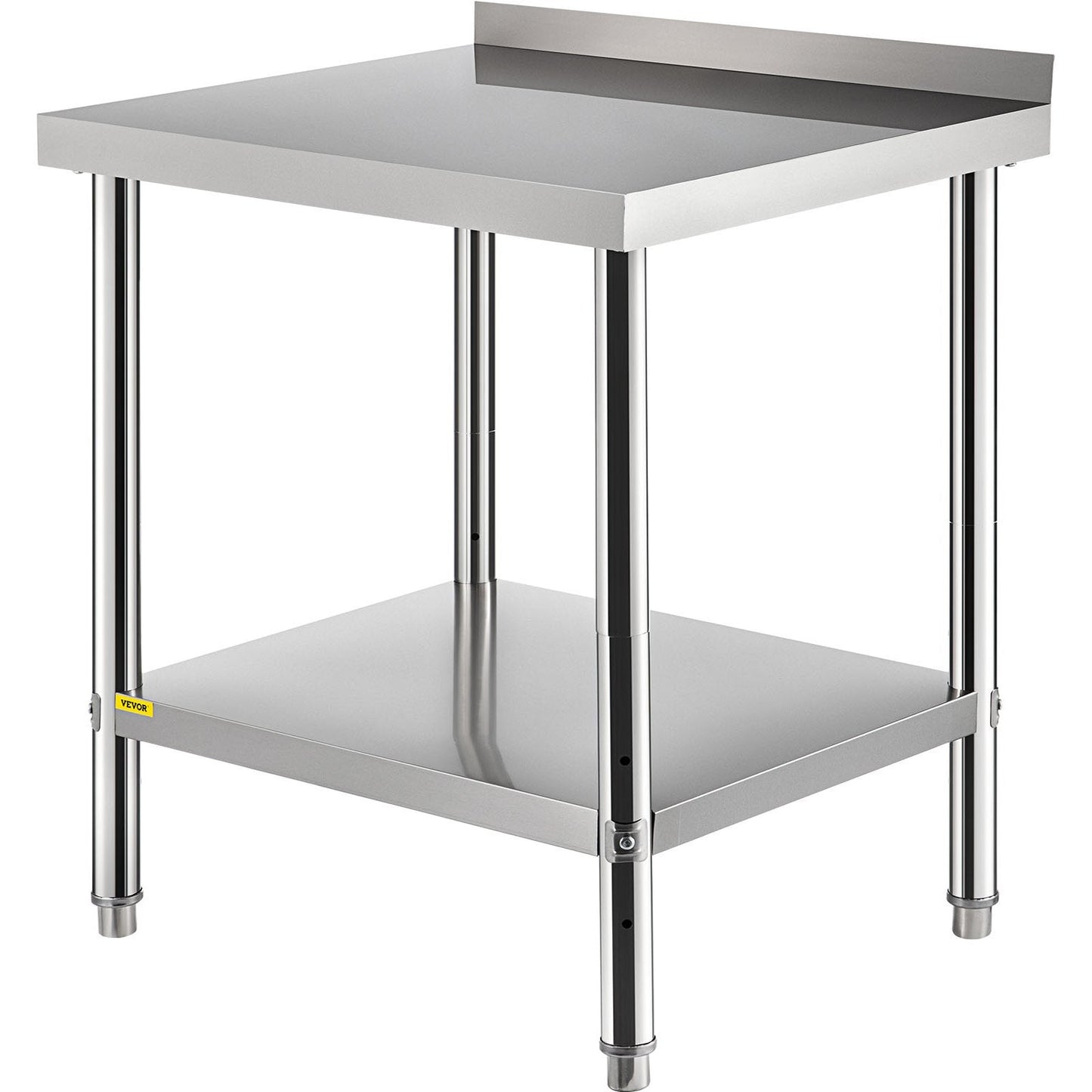 Stainless Steel Prep Table with Adjustable Shelf and Backsplash, 200 kg Capacity