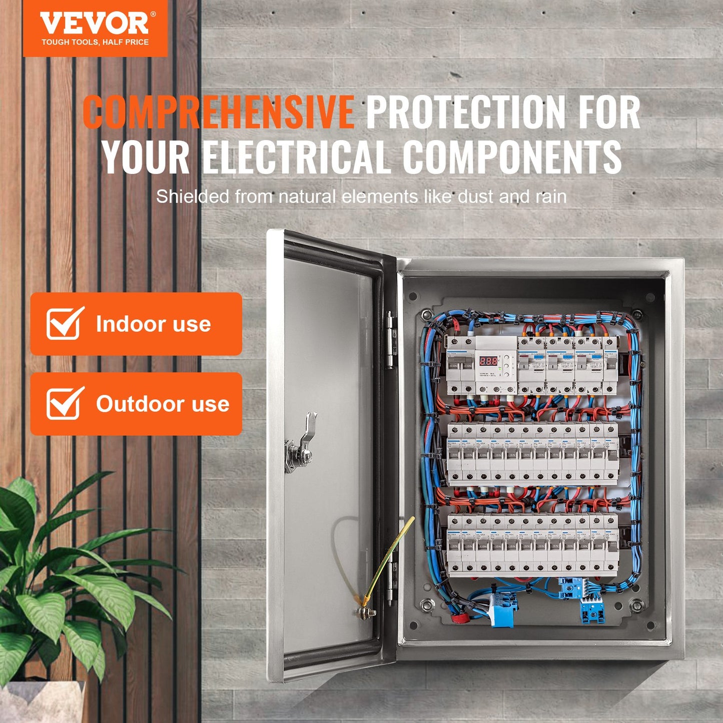 VEVOR Steel Electrical Box, 40x30x25 cm, 304 Stainless Steel Electrical Enclosure