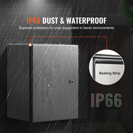 Stainless Steel Wall-Mounted Electrical Enclosure, 40x30x15 cm, IP66 Rated