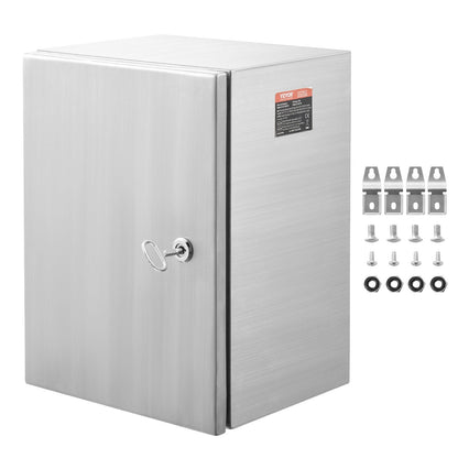 Stainless Steel IP66 Electrical Enclosure, 50x40x20 cm, Wall-Mounted with Lock