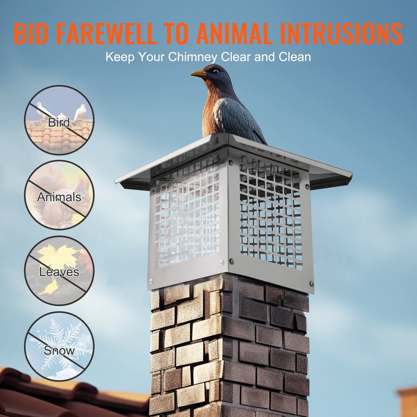 Stainless Steel Chimney Cap 0.33m x 0.25m with Removable Top and Wind Resistance