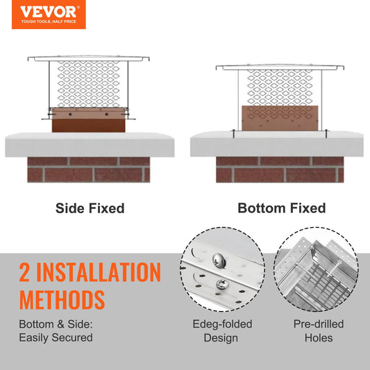 VEVOR Chimney Cap 12” x 12” 304Stainless Steel Fireplace Flue Caps Cover Mesh