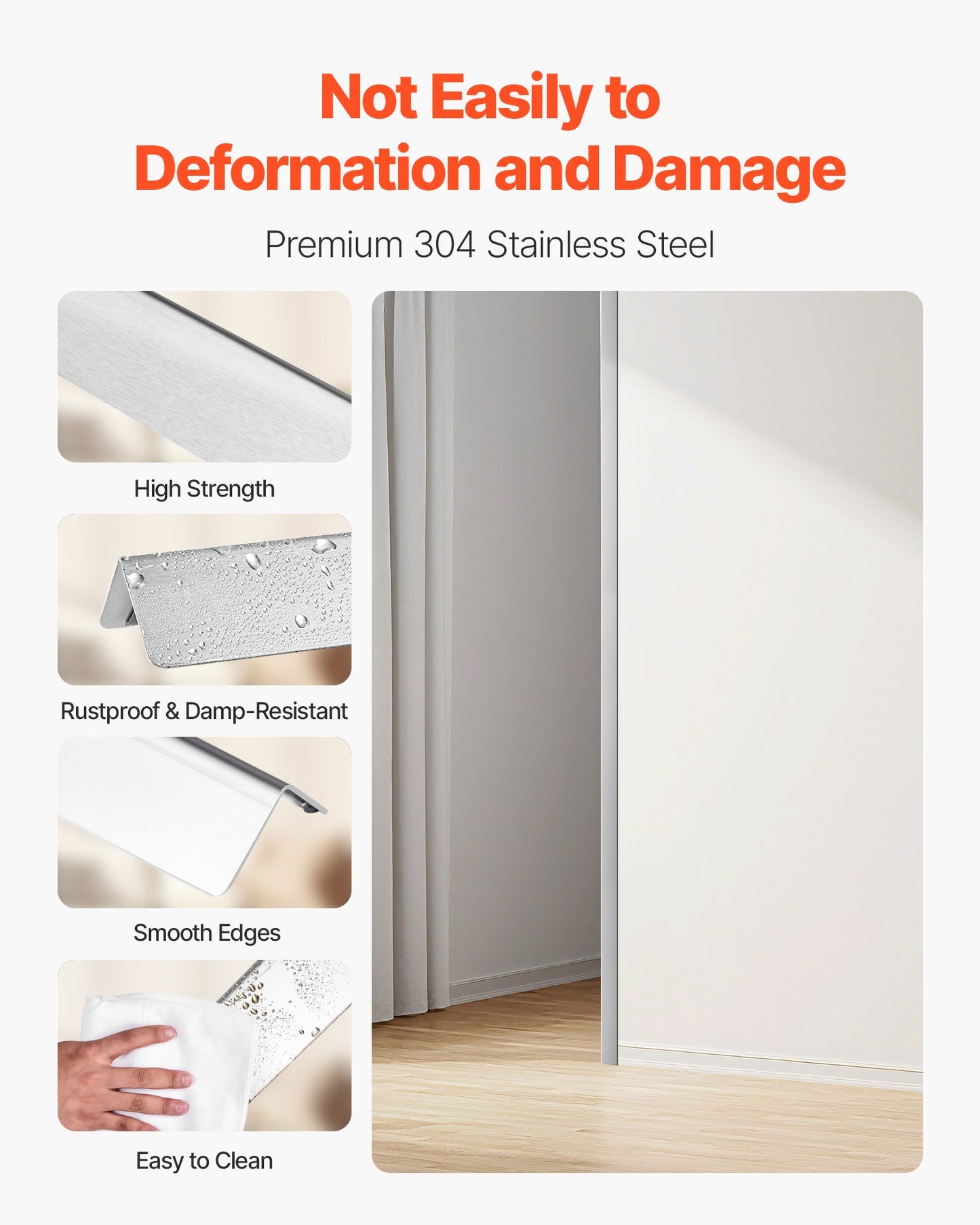 Stainless Steel Wall Corner Protector, 25 x 25 x 1217 mm , 10 Pack Metal Corner Guards, 304 Stainless Steel Edge Trim 90-Degree Angle for Home,Office,Commercial Wall Protection, with 3m Tape