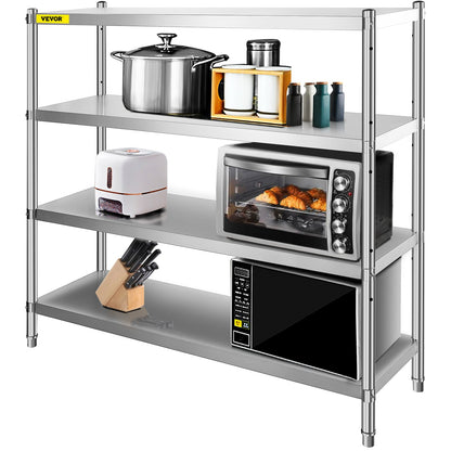 VEVOR Storage Shelf, 4-Tier Stainless Steel Shelving, Storage Shelving Unit, 70.9