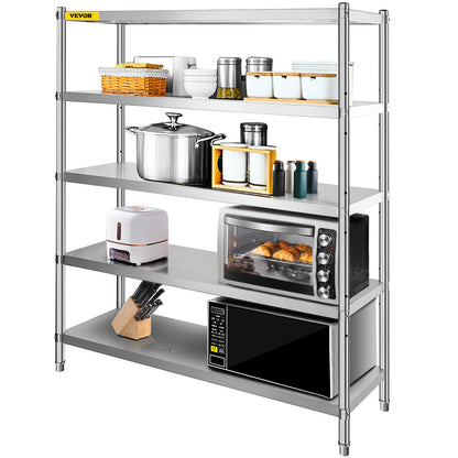 VEVOR Storage Shelf, 5-Tier Storage Shelving Unit, Stainless Steel Garage Shelf,