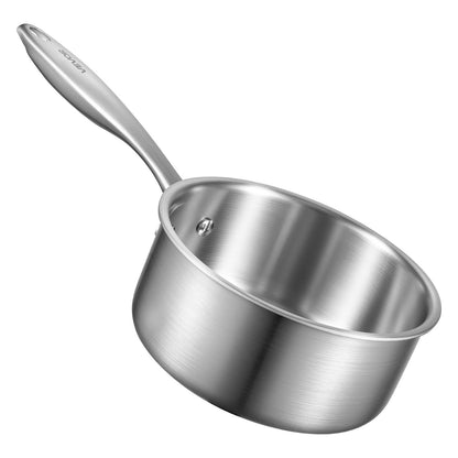 1.5 QT Saucepan, Stainless Steel Saucepan with Glass Lid, Multipurpose Nonstick Stainless Steel Small Cooking Sauce Pot with Ergonomic Handle, Friendly for Oven, Dishwasher, Induction Cooker