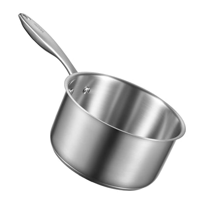 2.5 QT Saucepan with Steamer, Stainless Steel Saucepan with Glass Lid, Multipurpose Nonstick Stainless Steel Sauce Pot with Ergonomic Handle, Friendly for Oven, Dishwasher, Induction Cooker